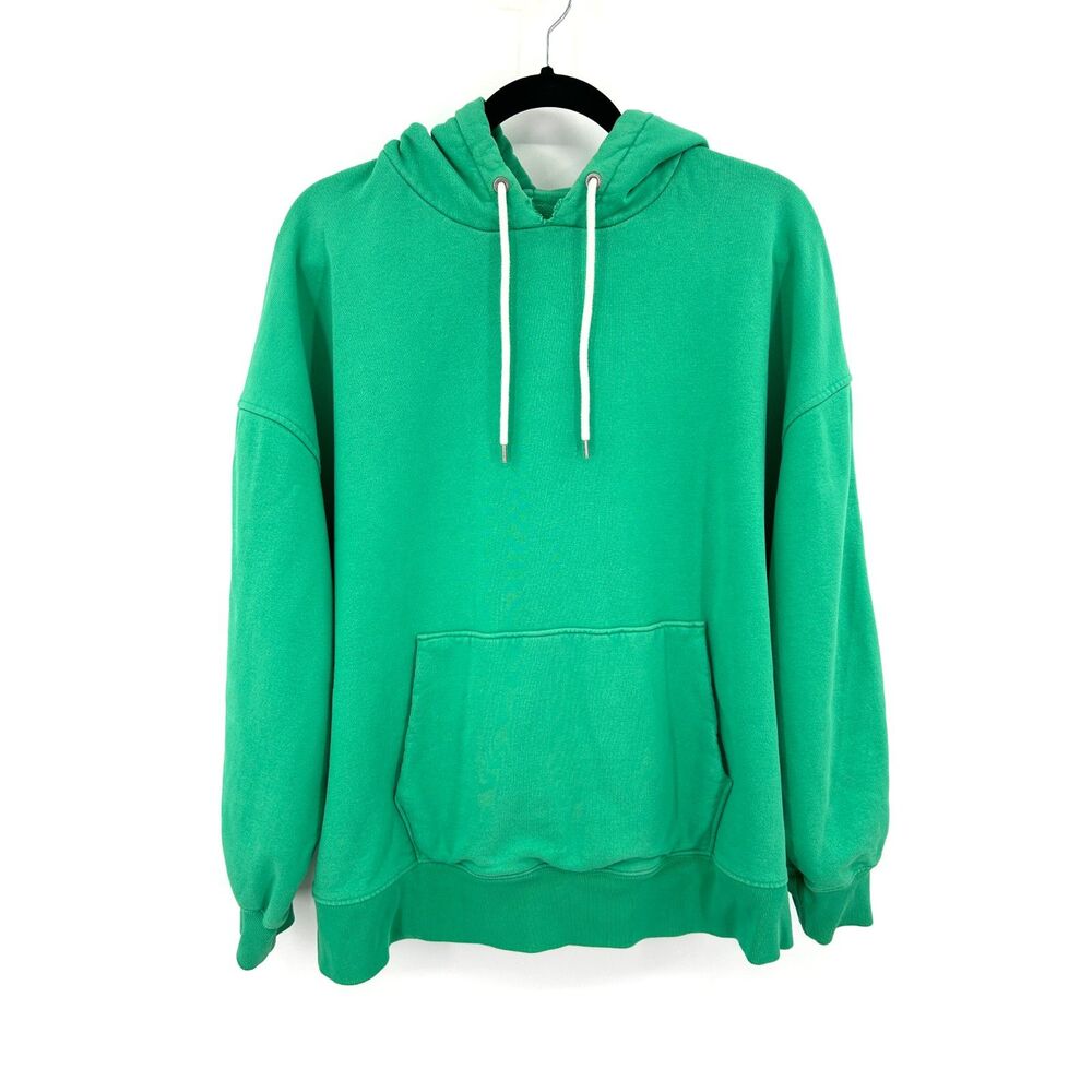 EVERLANE *Flawed The Track Hoodie Organic Cotton Oversize Green Pullover Size XL
